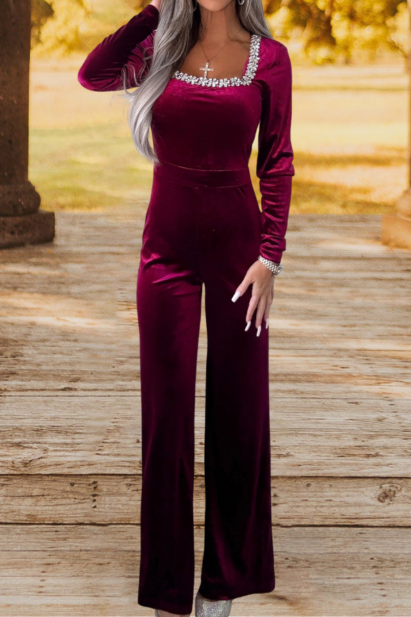 Velvet Wide Leg Jumpsuit