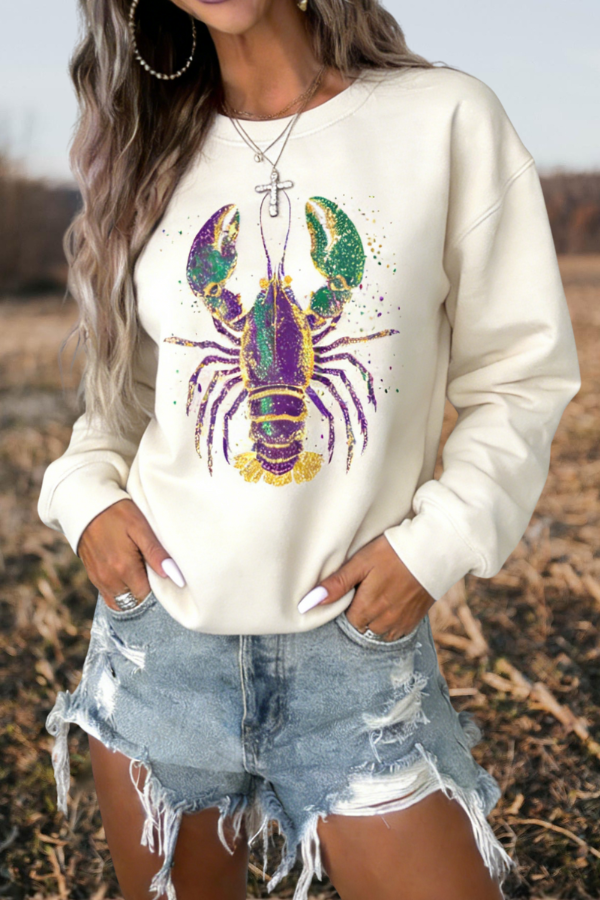 Mardi Gras Glitter Lobster Sweatshirt