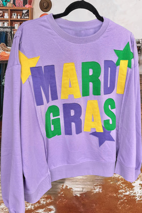 Mardi Gras Patchwork Sweatshirt
