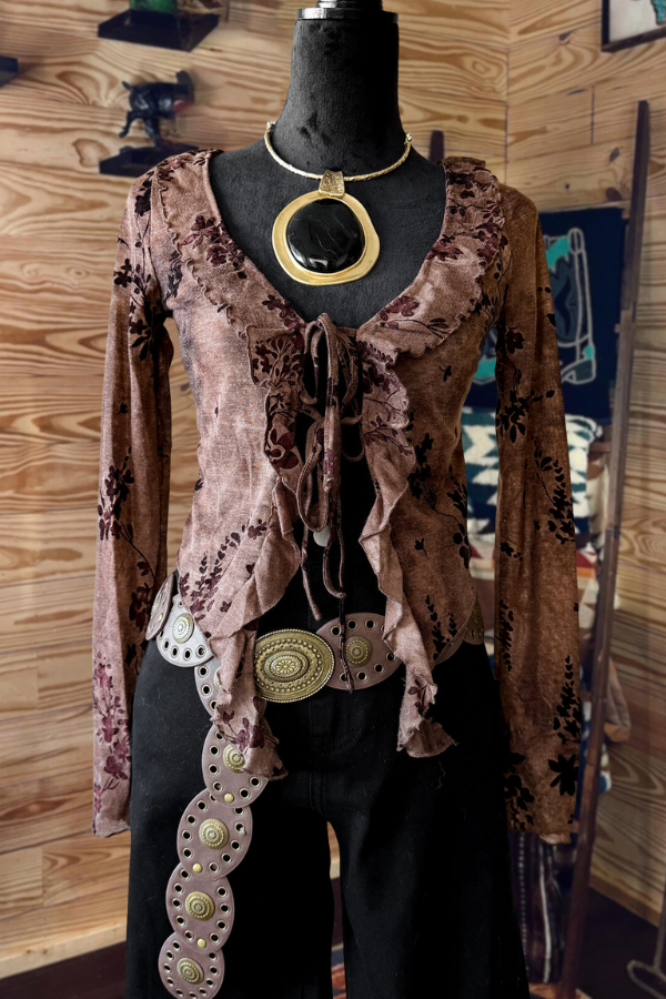 Western Wildflower Ruffle Top