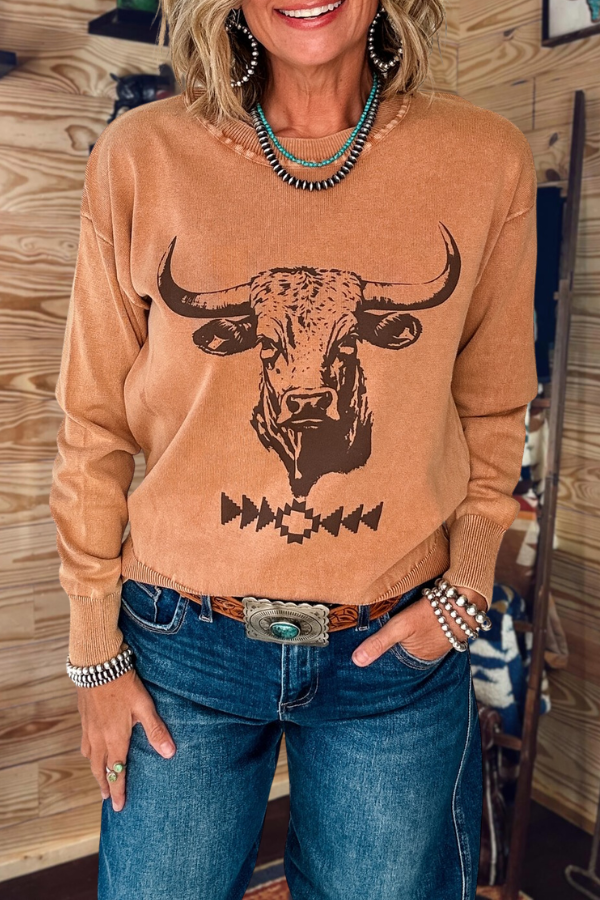 Western Steer Graphic Sweatshirt