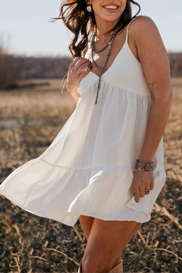 V-Neck Spaghetti Strap Mini Dress