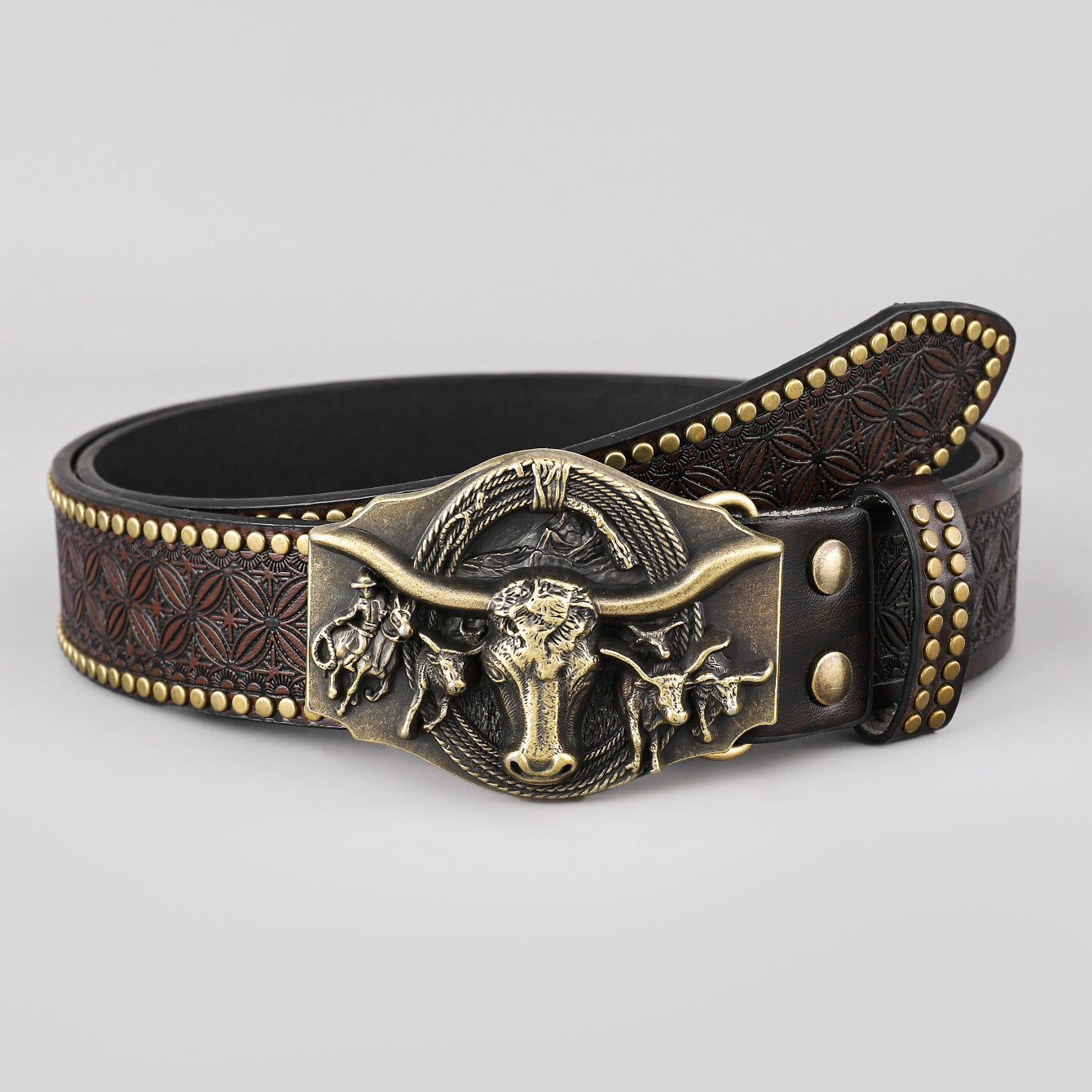 Bull Head Leather Buckle Belts