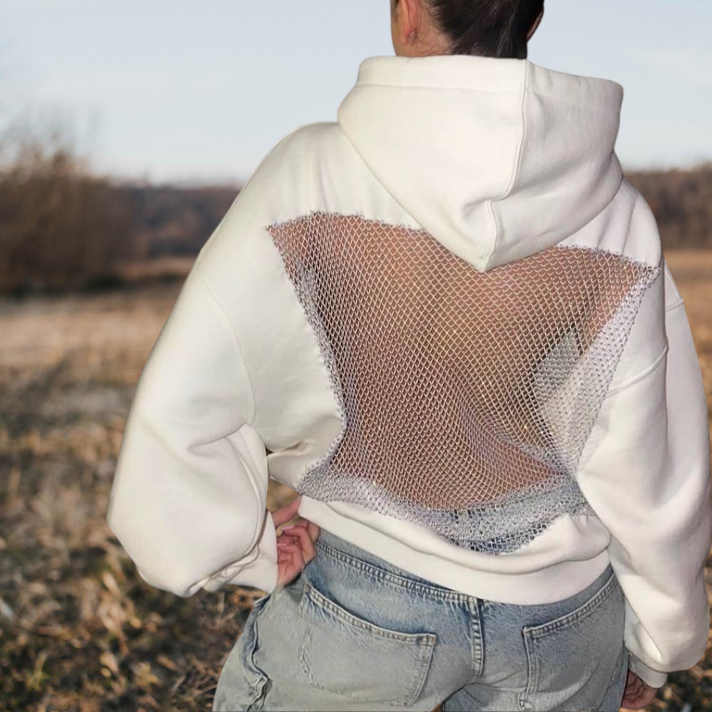 Fishnet Mesh Insert Hoodie