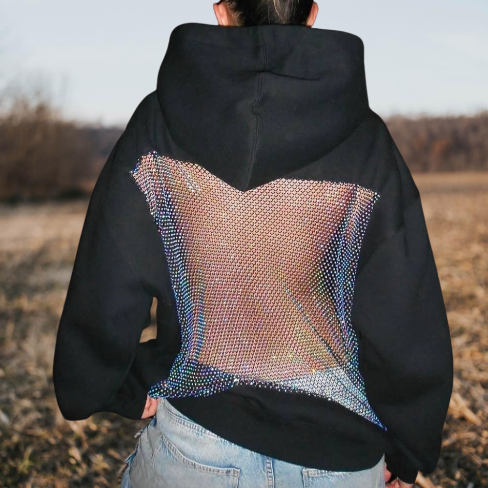 Fishnet Mesh Insert Hoodie