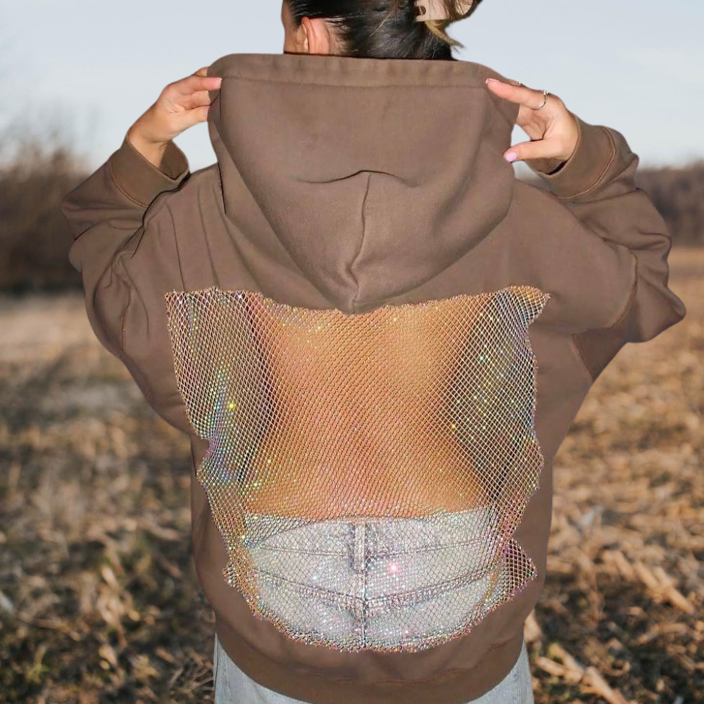 Fishnet Mesh Insert Hoodie