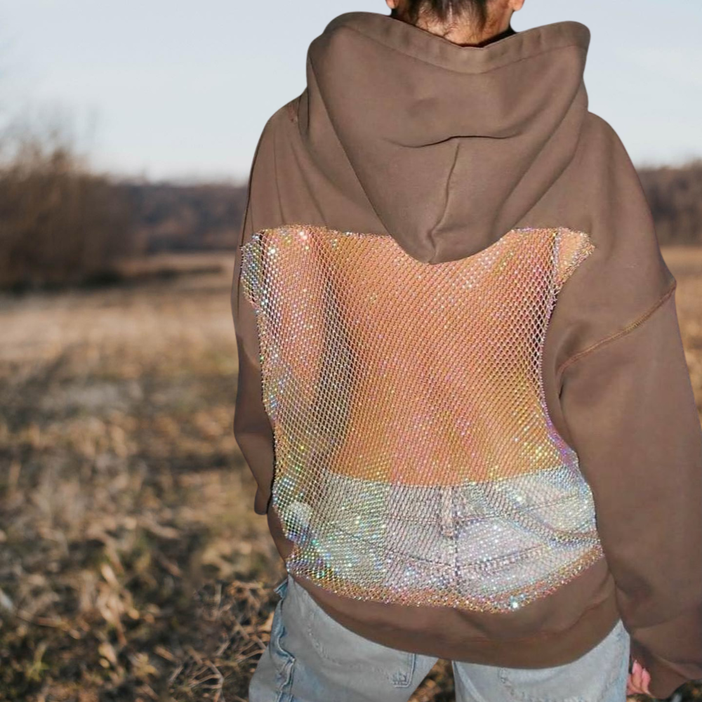 Fishnet Mesh Insert Hoodie