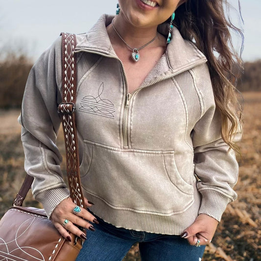 Boot Stitched Pullover Sweatshirt