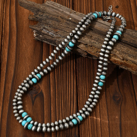 Navajo Faux Pearl Turquoise Beaded Necklace