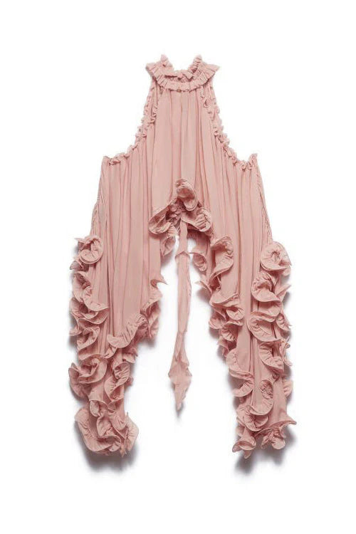 Potential Ruffled Sleeveless Chiffon Suit