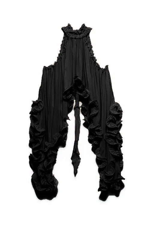 Potential Ruffled Sleeveless Chiffon Suit