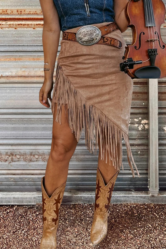 Western Tassel High Waist Skirt