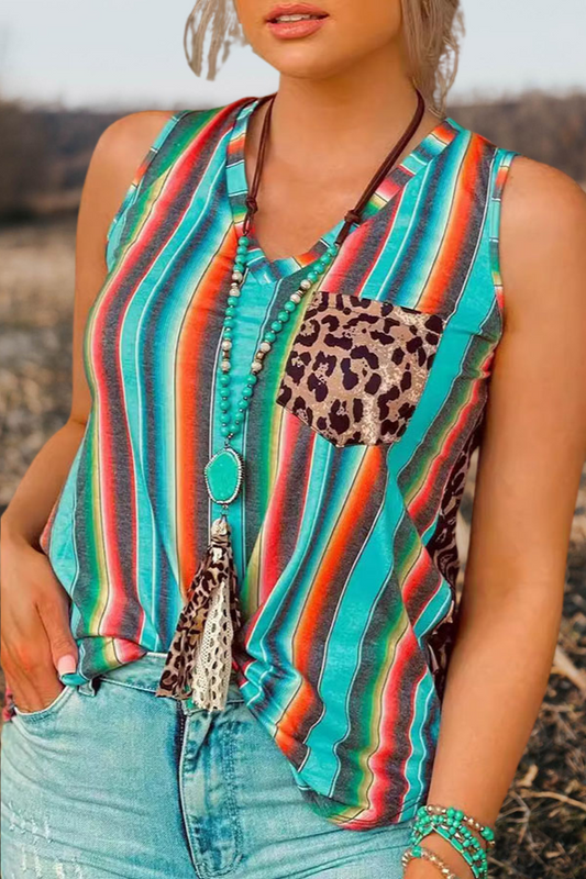 Leopard Stripe Patchwork Vest