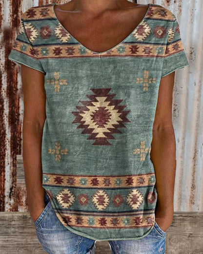 Casual Aztec Print T-Shirt