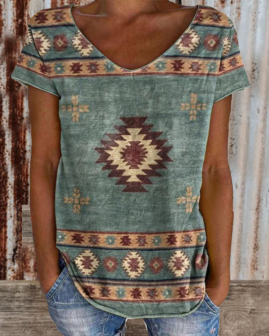 Casual Aztec Print T-Shirt