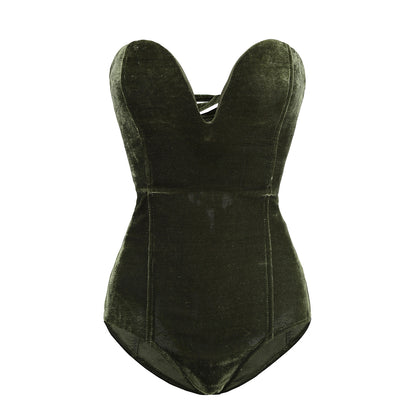 Velvet Sexy Tube Top Bodysuit