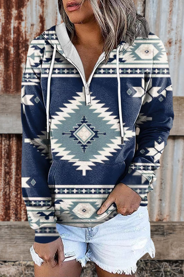 Casual Aztec Printed Hoodie