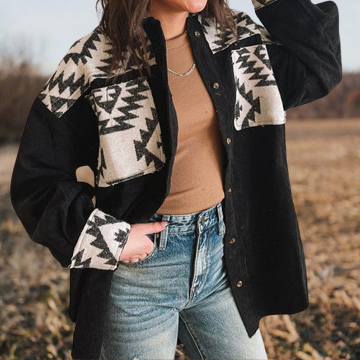 Western Geometric Aztec Patchwork Quilted Jacket