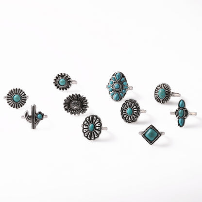 10 Pcs Turquoise Rings