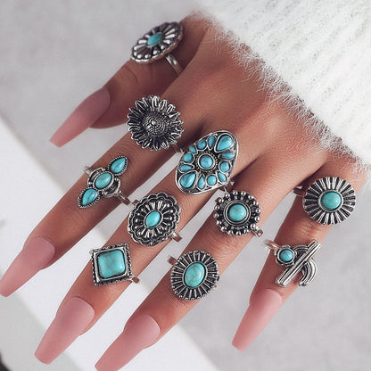 10 Pcs Turquoise Rings