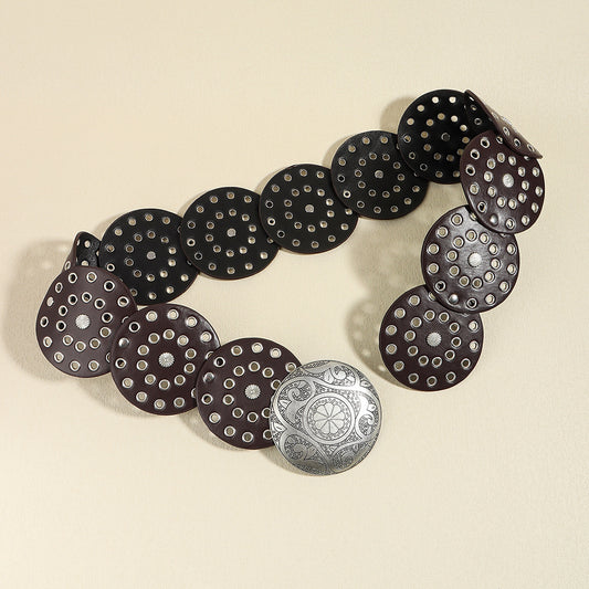 Disc Waist Belts Concho Leather Belts
