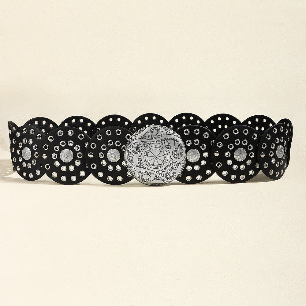 Disc Waist Belts Concho Leather Belts