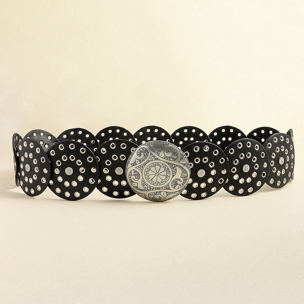 Disc Waist Belts Concho Leather Belts