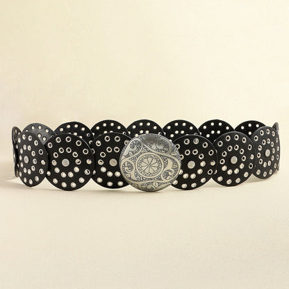 Disc Waist Belts Concho Leather Belts