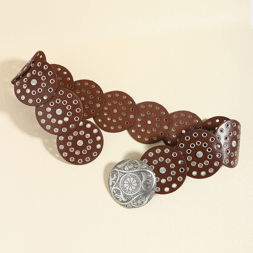 Disc Waist Belts Concho Leather Belts