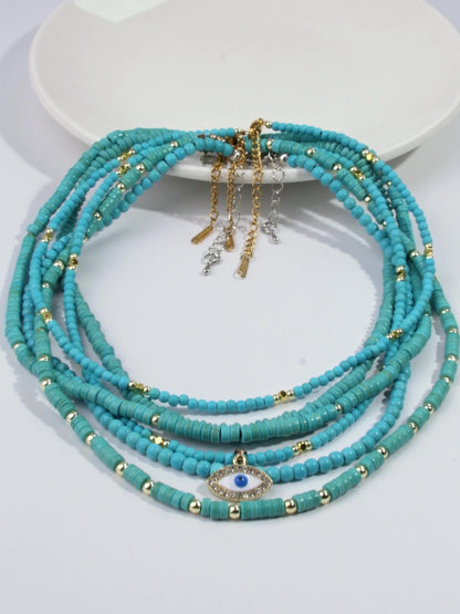 Turquoise Beaded Natural Stone Necklace