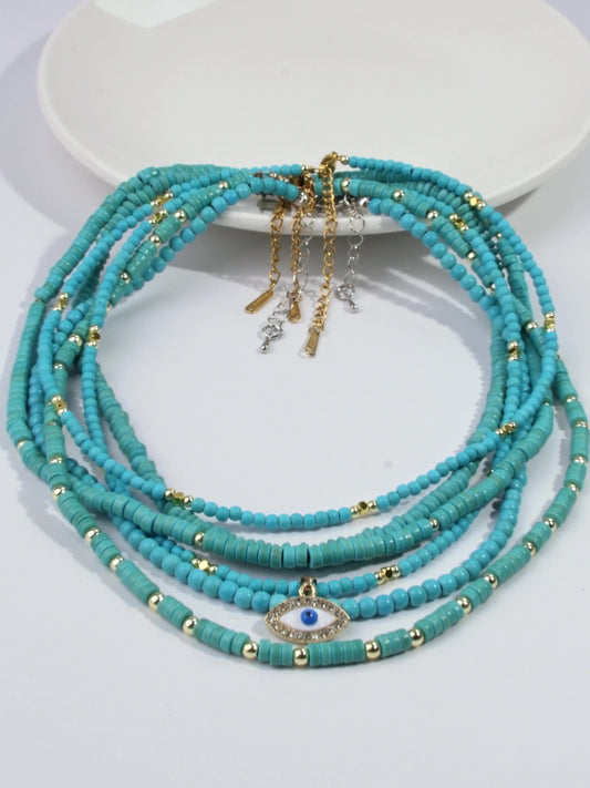 Turquoise Beaded Natural Stone Necklace