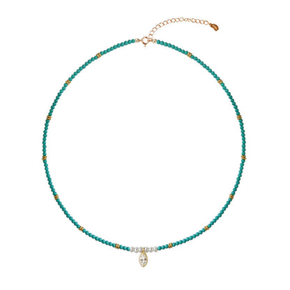 Turquoise Beaded Natural Stone Necklace