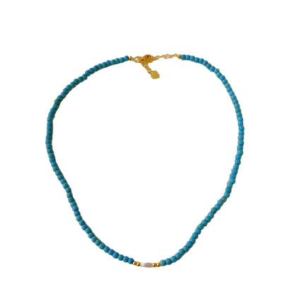 Turquoise Beaded Natural Stone Necklace