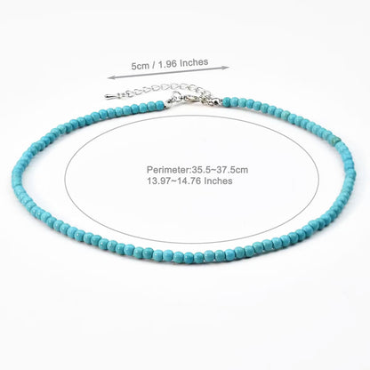Turquoise Beaded Natural Stone Necklace