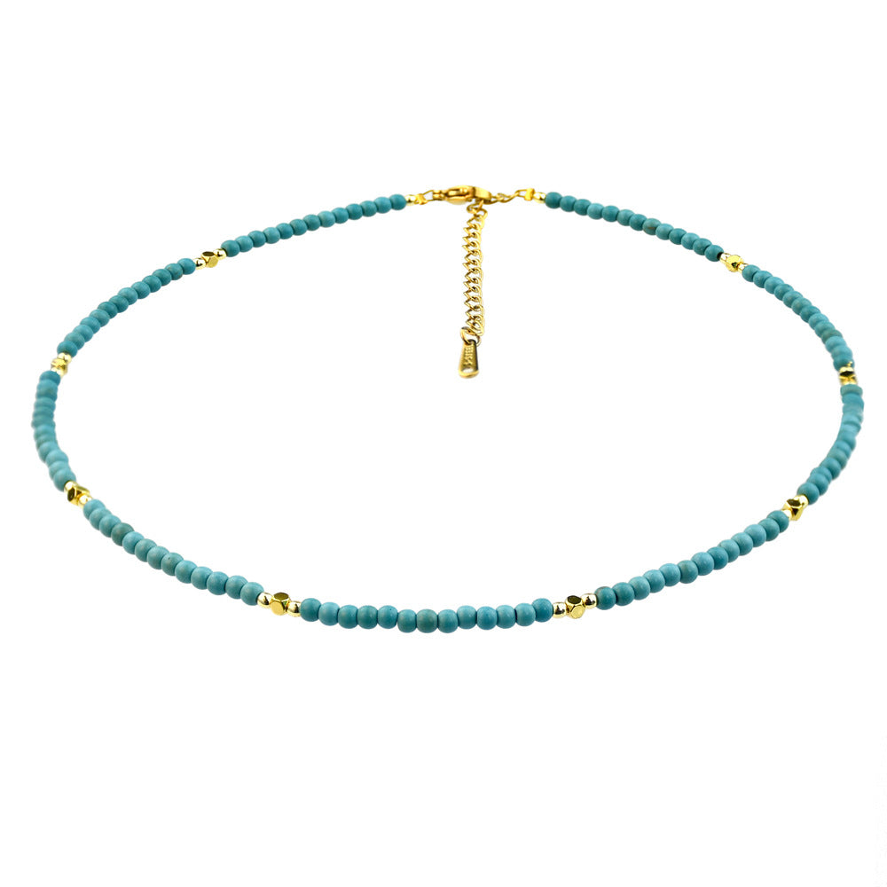 Turquoise Beaded Natural Stone Necklace