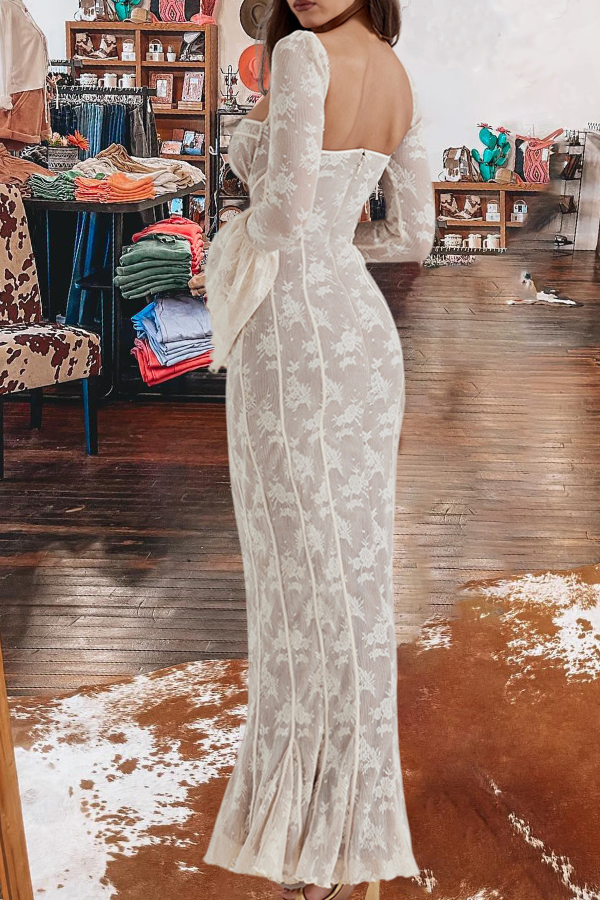 Floral Long Sleeve Lace Maxi Dress