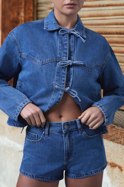 Tie Front Denim Jacket
