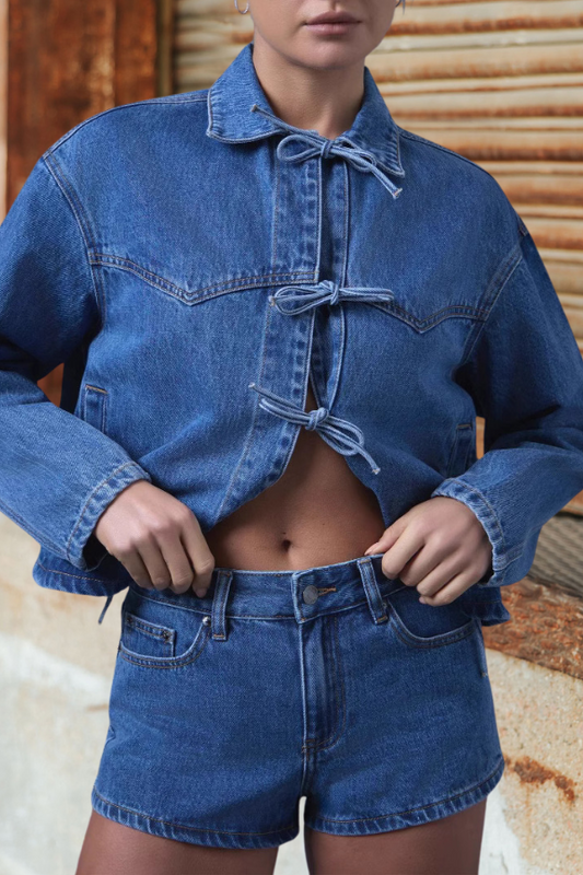Tie Front Denim Jacket