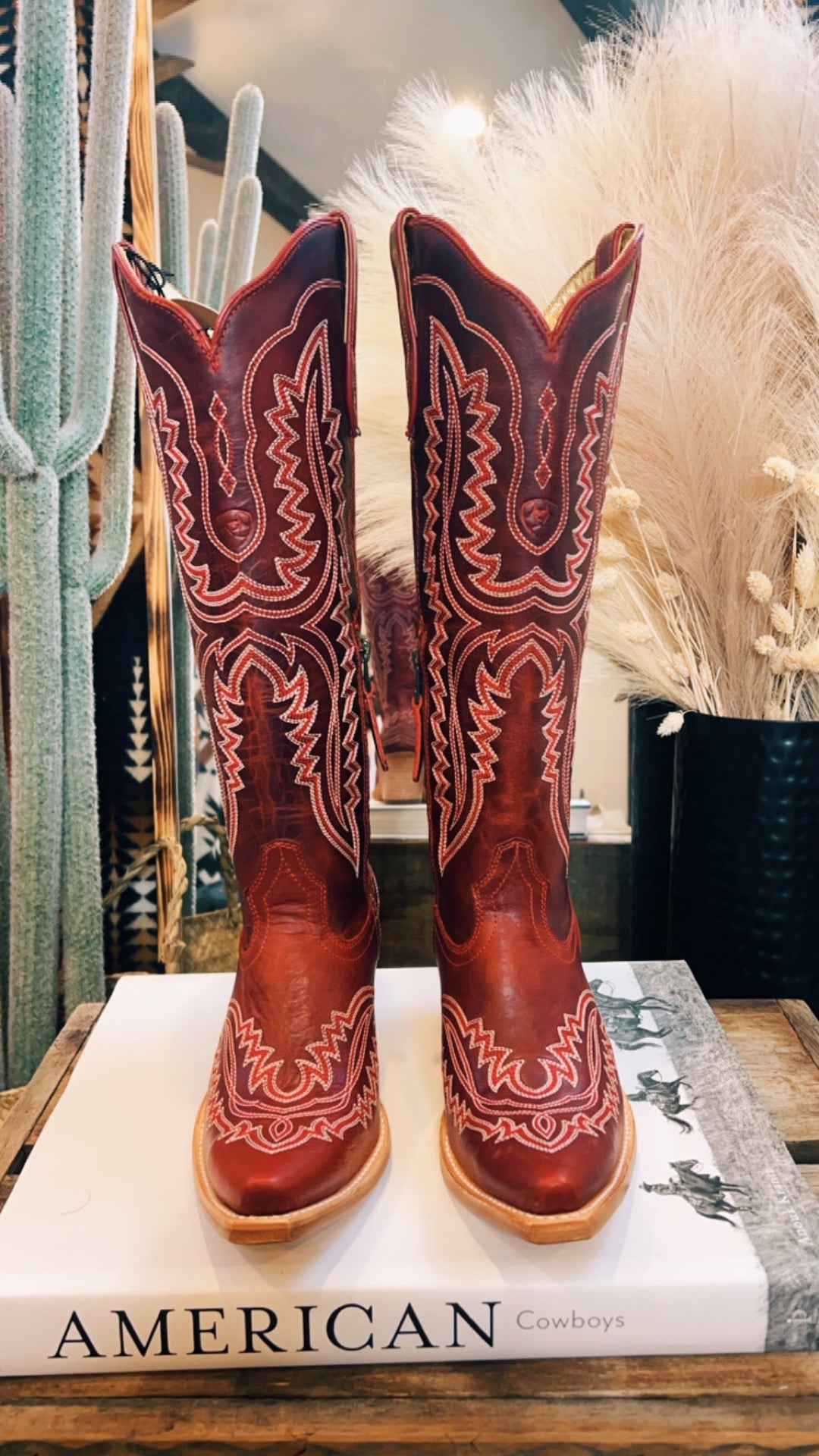 Western Chunky Heel High Top Boots