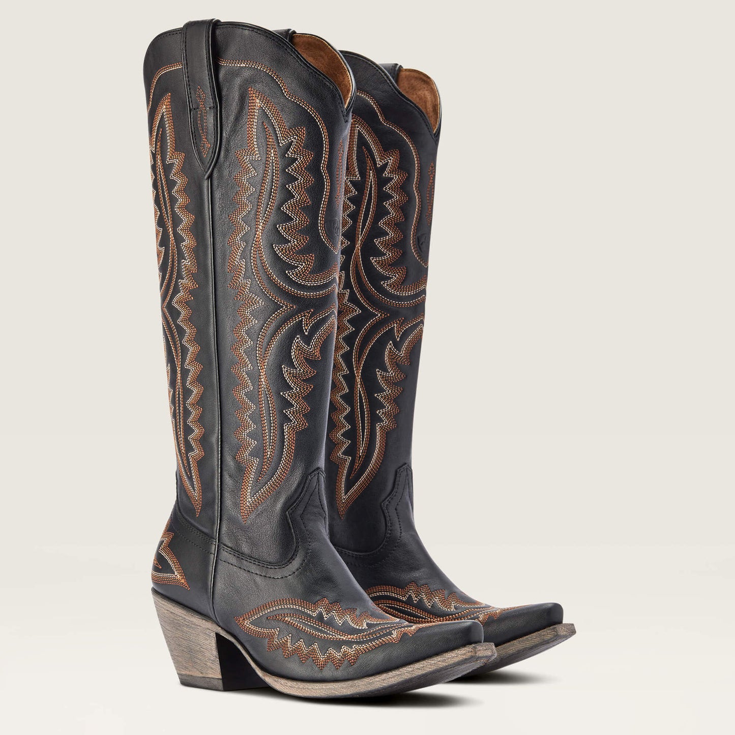 Western Chunky Heel High Top Boots