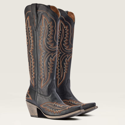 Western Chunky Heel High Top Boots
