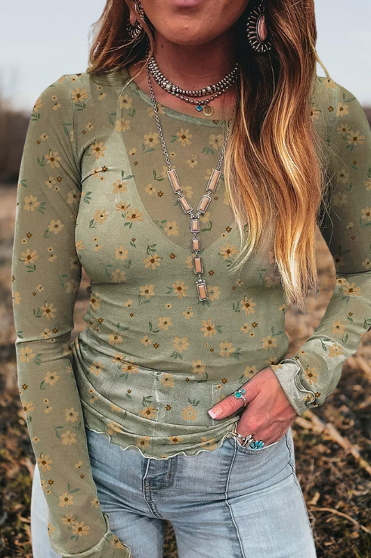 Ditsy Floral Mesh Top