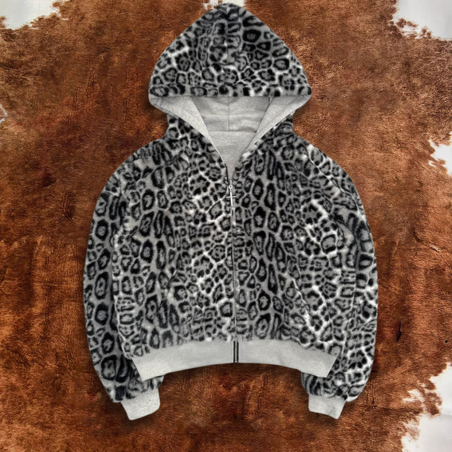 Wild Leopard Print Two-sided Instincts Zip-Up