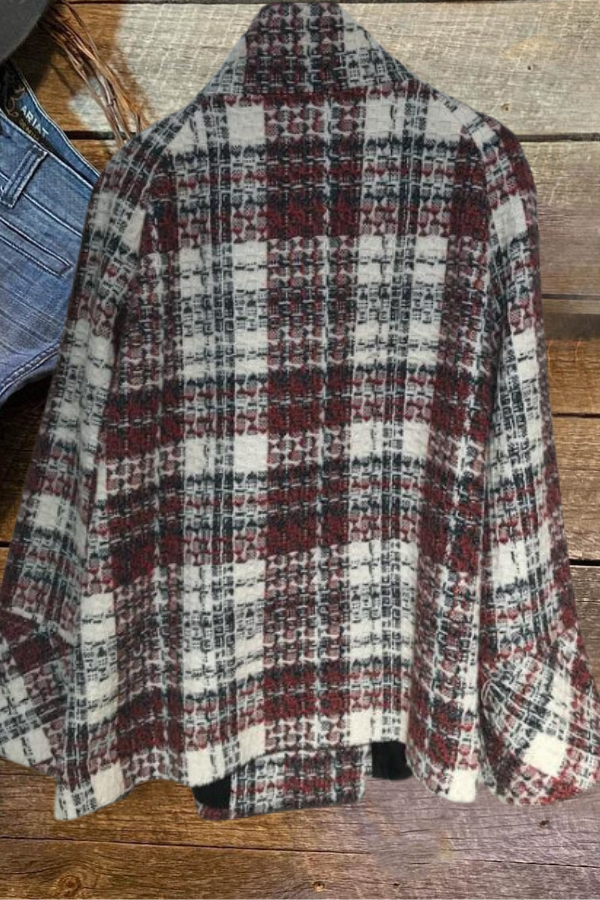 Plaid Tweed Double Breasted Coat