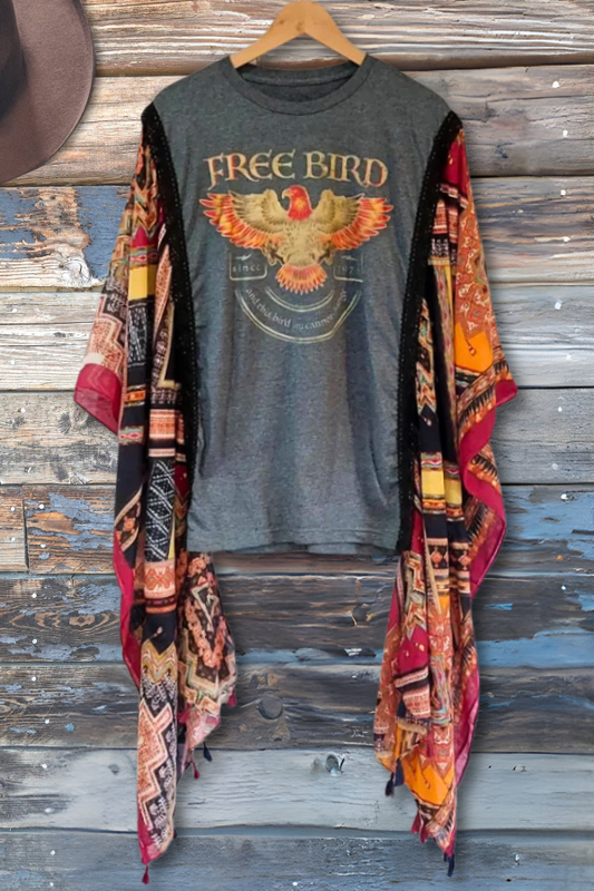 "Free Bird" Graphic Bohemian T - shirt