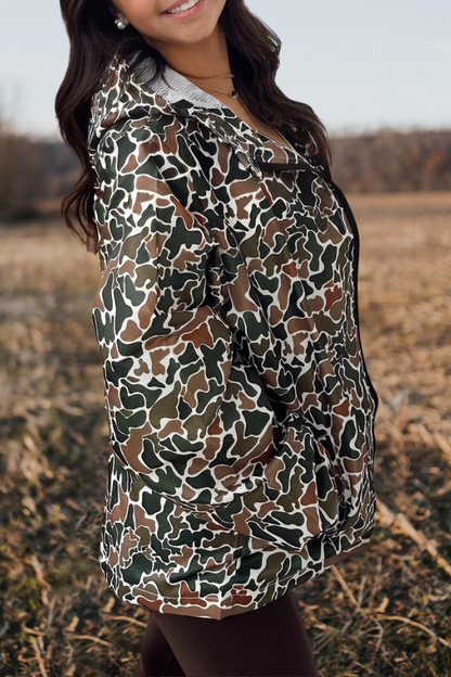 Camouflage Hooded Zip Up Jacket