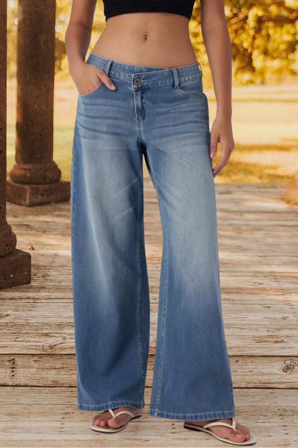 Vintage Inspired Light Blue Wide Leg Jeans