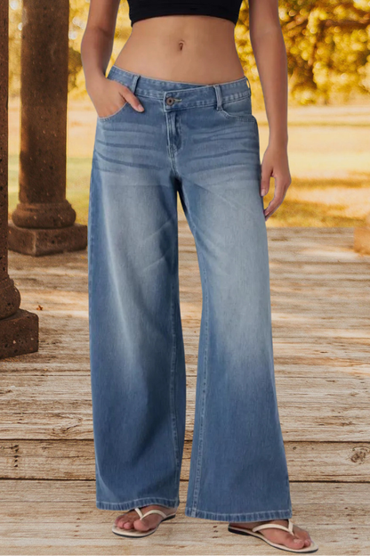 Vintage Inspired Light Blue Wide Leg Jeans