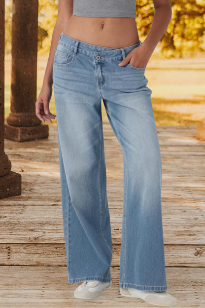 Vintage Inspired Light Blue Wide Leg Jeans