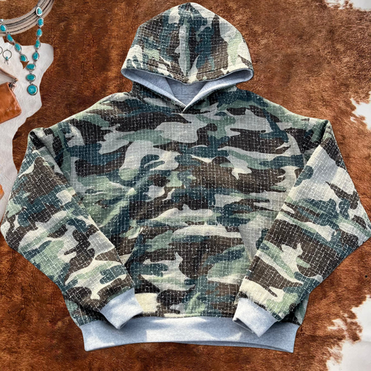 Reversible Textured Camouflage Print Hoodie